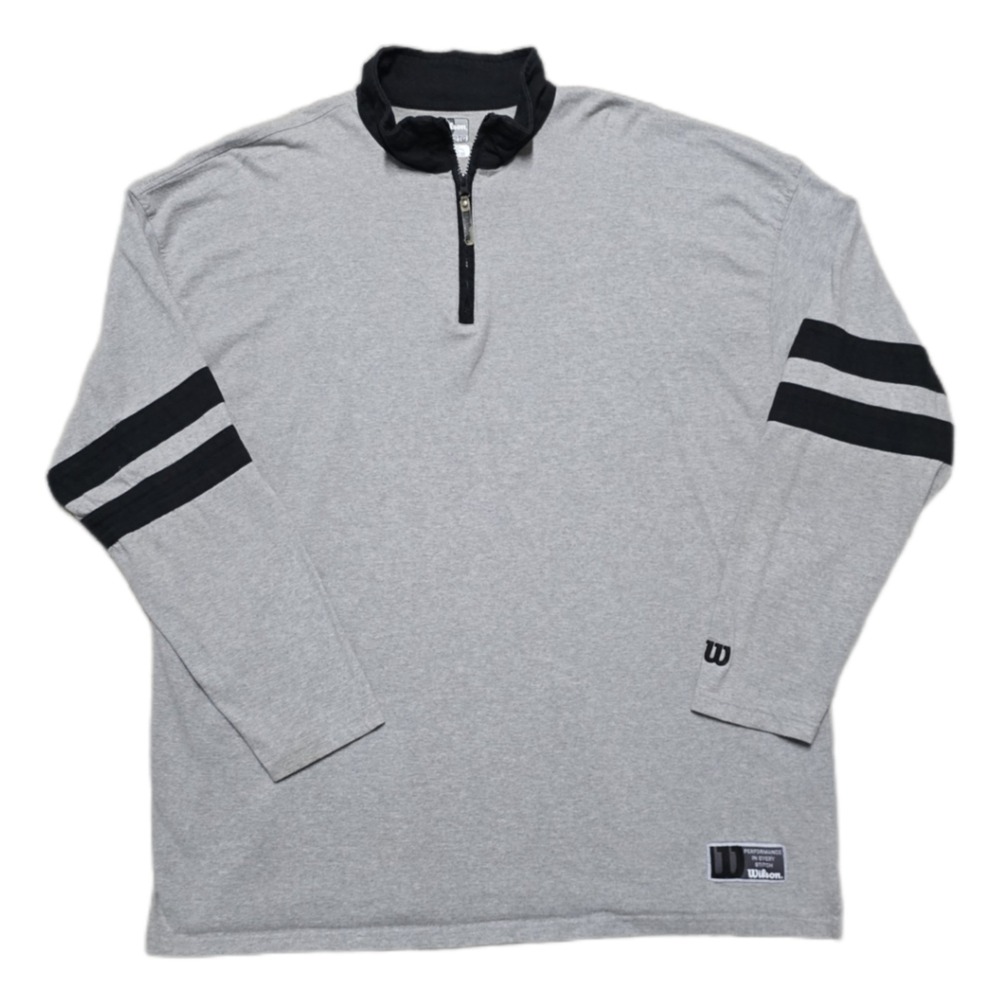 Wilson 1/4 Zip Jacket Pullover Mens XXL 2XL Gray Fleece Rugby Style Tennis Golf